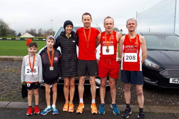 Harriers at the Brocagh 10k and 5k (Brian and Joanne Taggart centre and centre left)