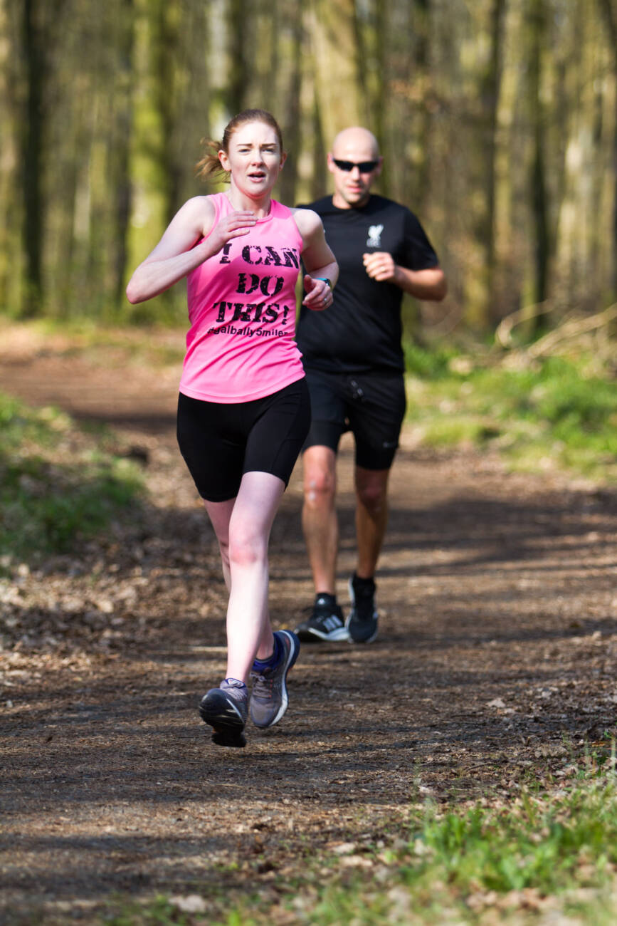 Joanne Fingleton en route to a PB at the Derrynoid Forest Parkrun